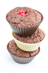 Chocolate muffins with cranberry