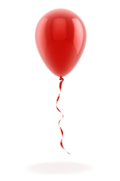  3d Red Balloon On White Background