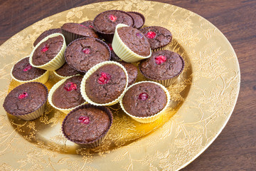 Chocolate muffins with cranberry