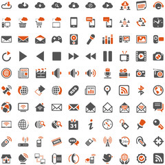 Orange Grey Webicons - Communication Entertainment Social Media