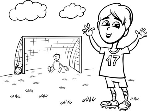 Boy Playing Soccer Coloring Page