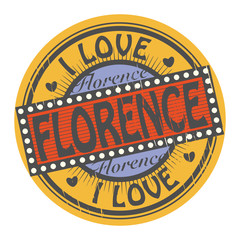 Grunge color stamp with text I Love Florence inside, vector