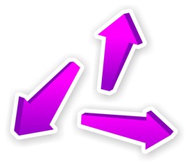 set of purple 3D arrow stickers