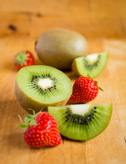 Kiwi fruit and strawberries