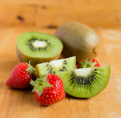 Kiwi fruit and strawberries