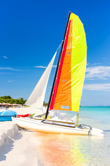Colorful sailing boat at Varadero beach in Cuba