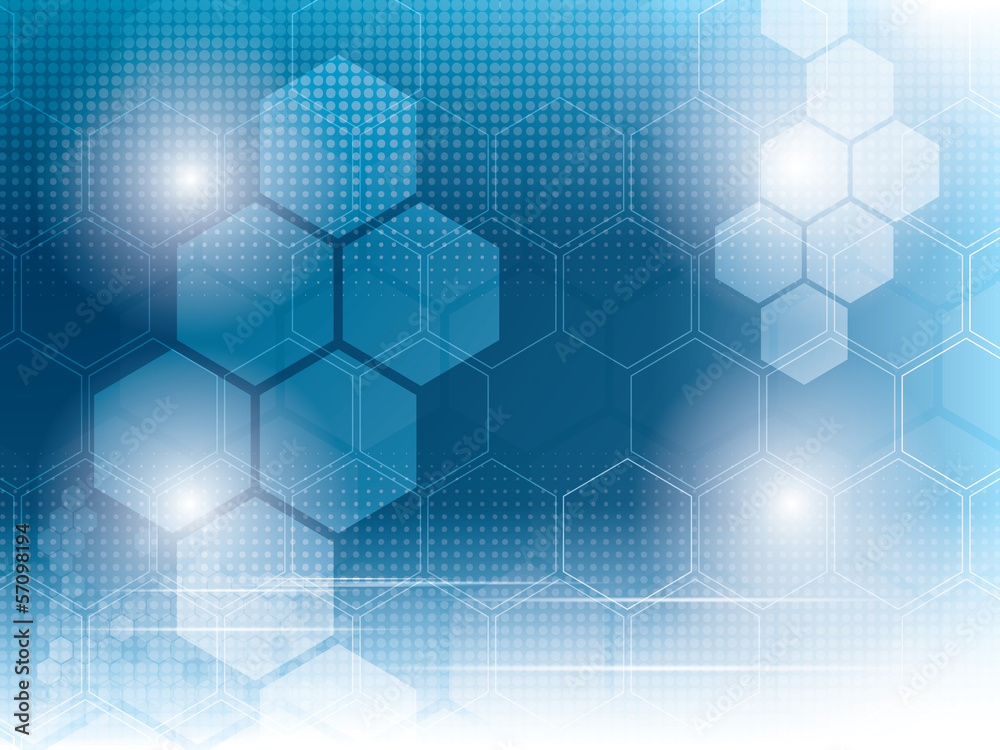 Wall mural abstract technology background with hexagons
