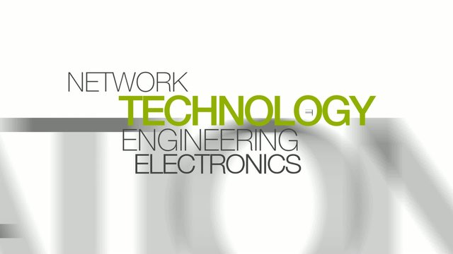 Technology electronics engineering word tag cloud animation