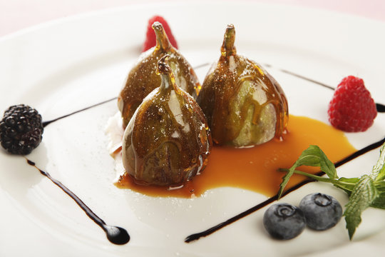 Caramelized Figs On Plate