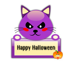 Cat with message of Happy Halloween