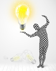 Man in full body with glowing light bulb