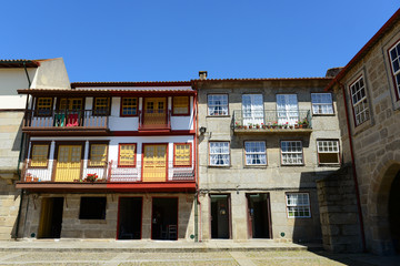 Fototapeta na wymiar Old Buildings at Rua de Santa Maria in Guimarães