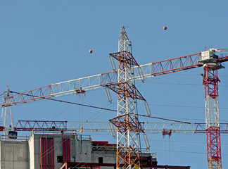 electricity pylon and crane
