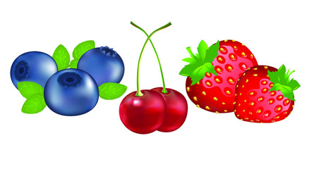 blueberry,cherry and strawberry fruits