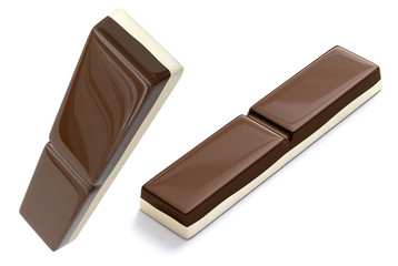 chocolate bars isolated on white background