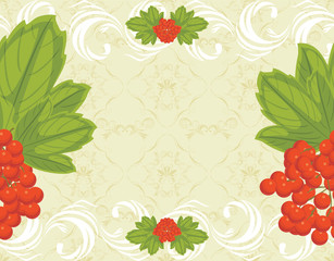 Seamless ornamental background with red berries bunches