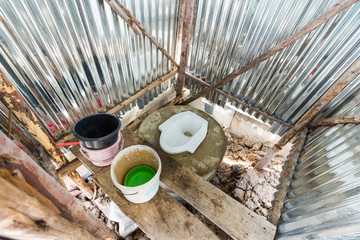 Temporary toilet at construction site