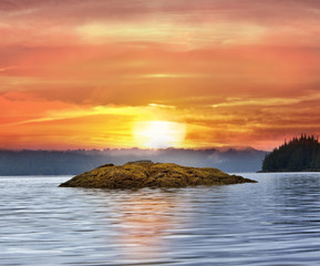 Naklejki  Zachód słońca na Alasce