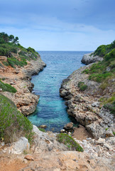Long rocky bay on Majorca island