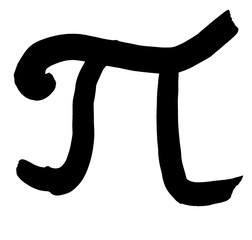 greek letter pi hand written in black ink