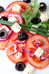 Greek vegetable salad with feta cheese