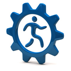 Man running in blue gear