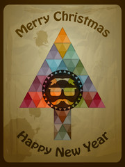 Vector Hipster Christmas  Greeting Card