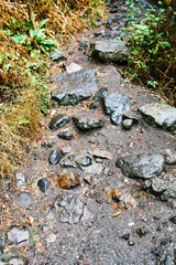 wet stones at mountain path