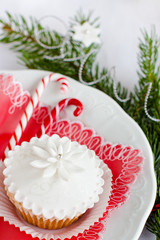 Beautiful christmas cupcake. Selective focus.