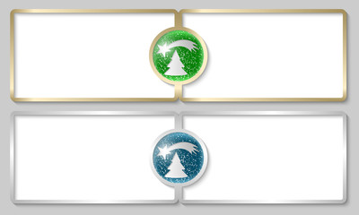 silver and golden text boxes with a Christmas motif
