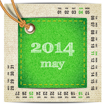 2014 year calendar stylized jeans. May