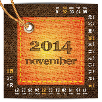 2014 year calendar stylized jeans. November