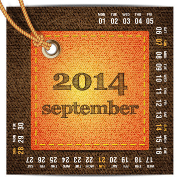 2014 year calendar stylized jeans. September