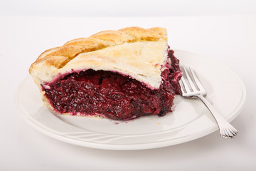 Raspberry Pie and Fork on White Plate