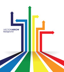 a rainbow coloured arrow line perspective background