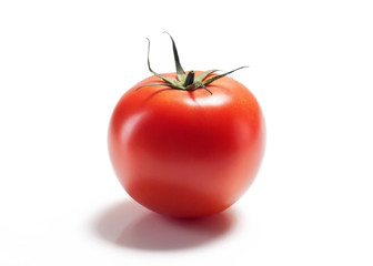red tomato on white background