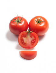 Several red tomato on white background
