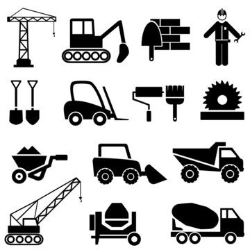 Construction and industrial machinery icons