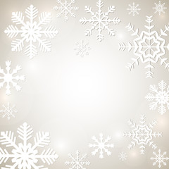 Fototapeta na wymiar Christmas background with snowflakes and place for text.