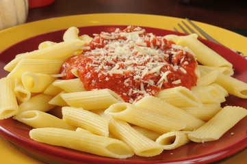 Penne rigate with marinara sauce