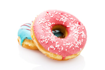 Glazed donuts isolated on white background