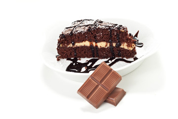 Chocolate Cake with white background