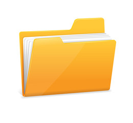 Yellow file folder with documents - obrazy, fototapety, plakaty