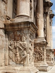 Base bas relief and columns of Arch of Constantine