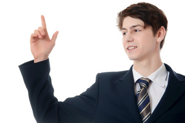 The businessman in a business suit  on white background