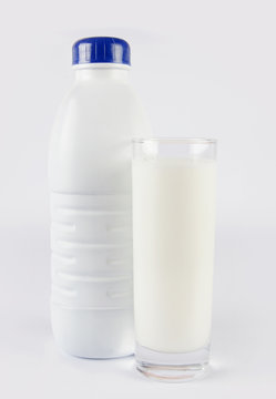 Milk bottle with glass of milk 3