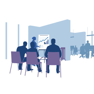 Meeting, Pr&auml;sentation, Gesch&auml;ftsleute / Silhouette