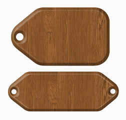wooden label, isolated on the white background.