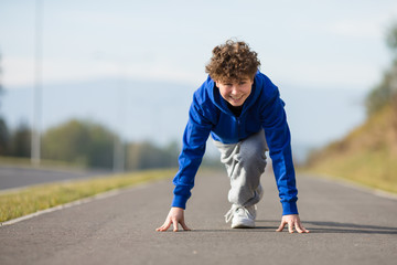 Boy ready to run