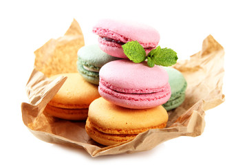 Gentle macaroons isolated on white